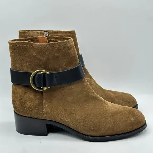 FRYE Suede Kristen Harness Boot Short Tan Brown Size 10 - Picture 2 of 7